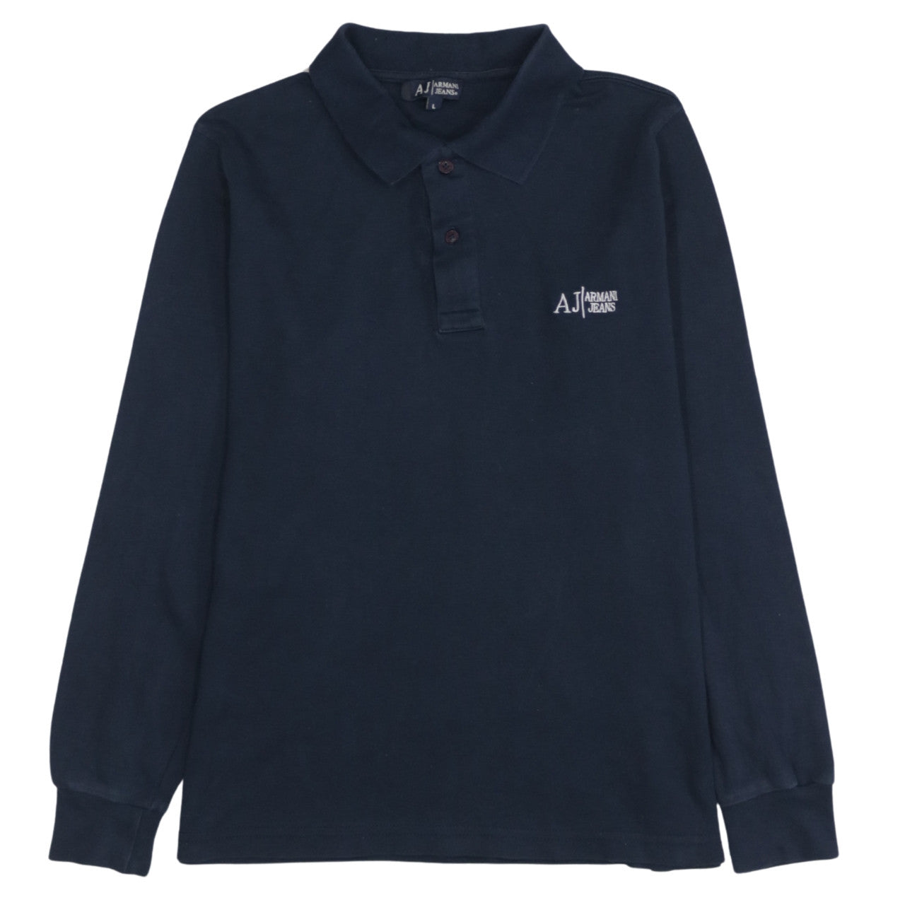Armani Jeans Men's Blue Long Sleeve Cotton Polo Shirt L