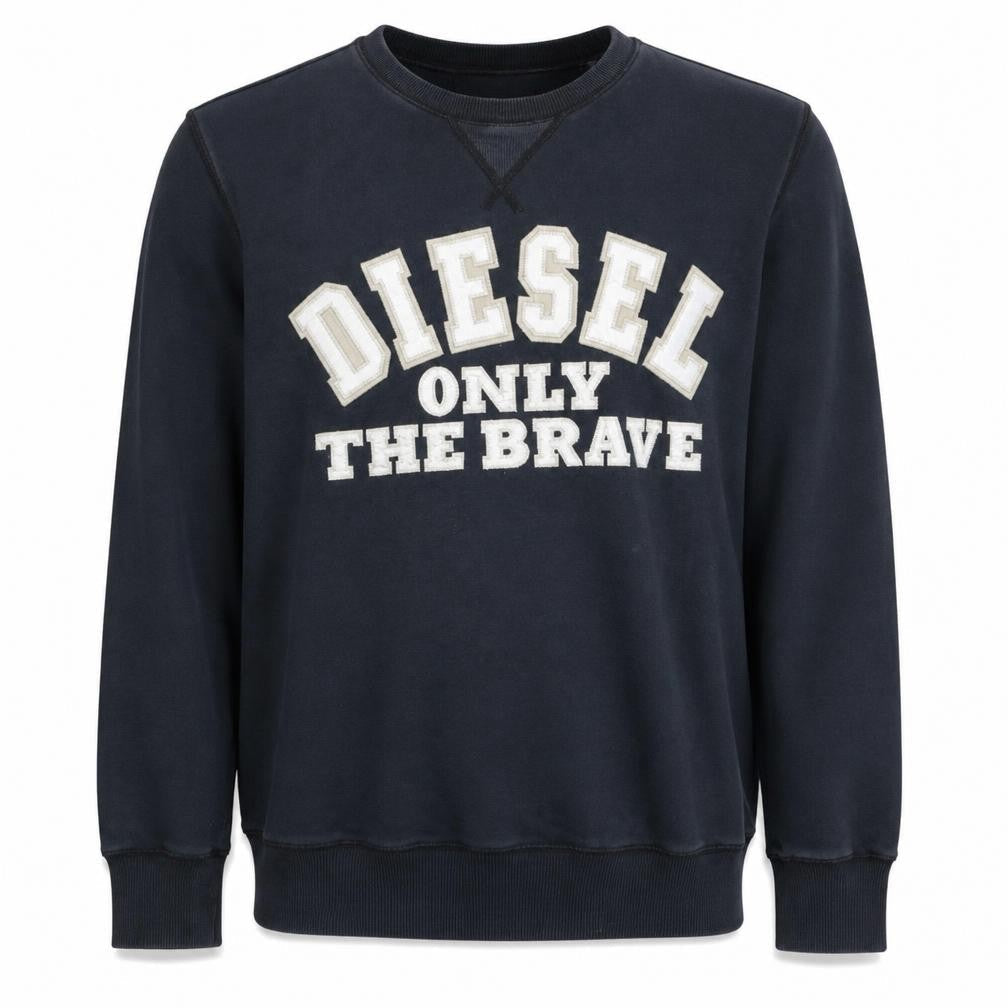 Diesel Mens Black Embroidered Logo Crew Neck Sweatshirt L