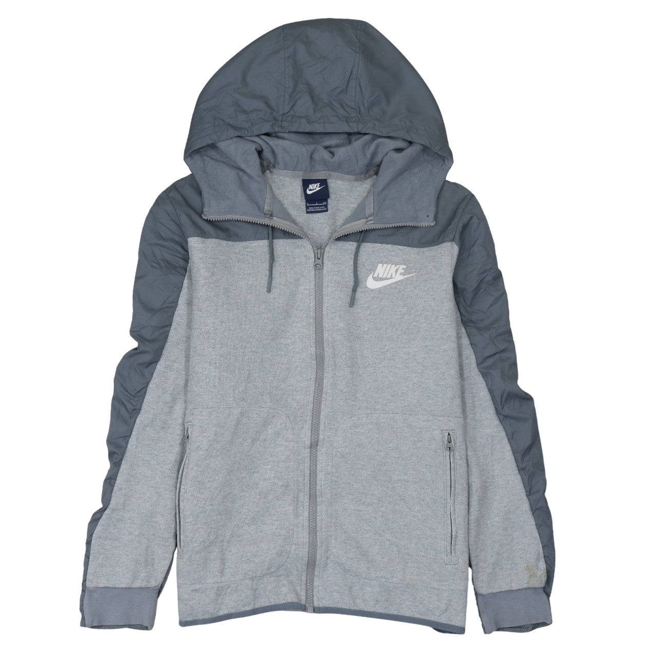 Nike Men's Grey Hooded Full Zip Basic Jacket Size S