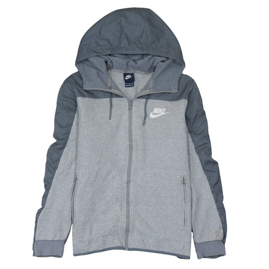 Nike Men's Grey Hooded Full Zip Basic Jacket Size S