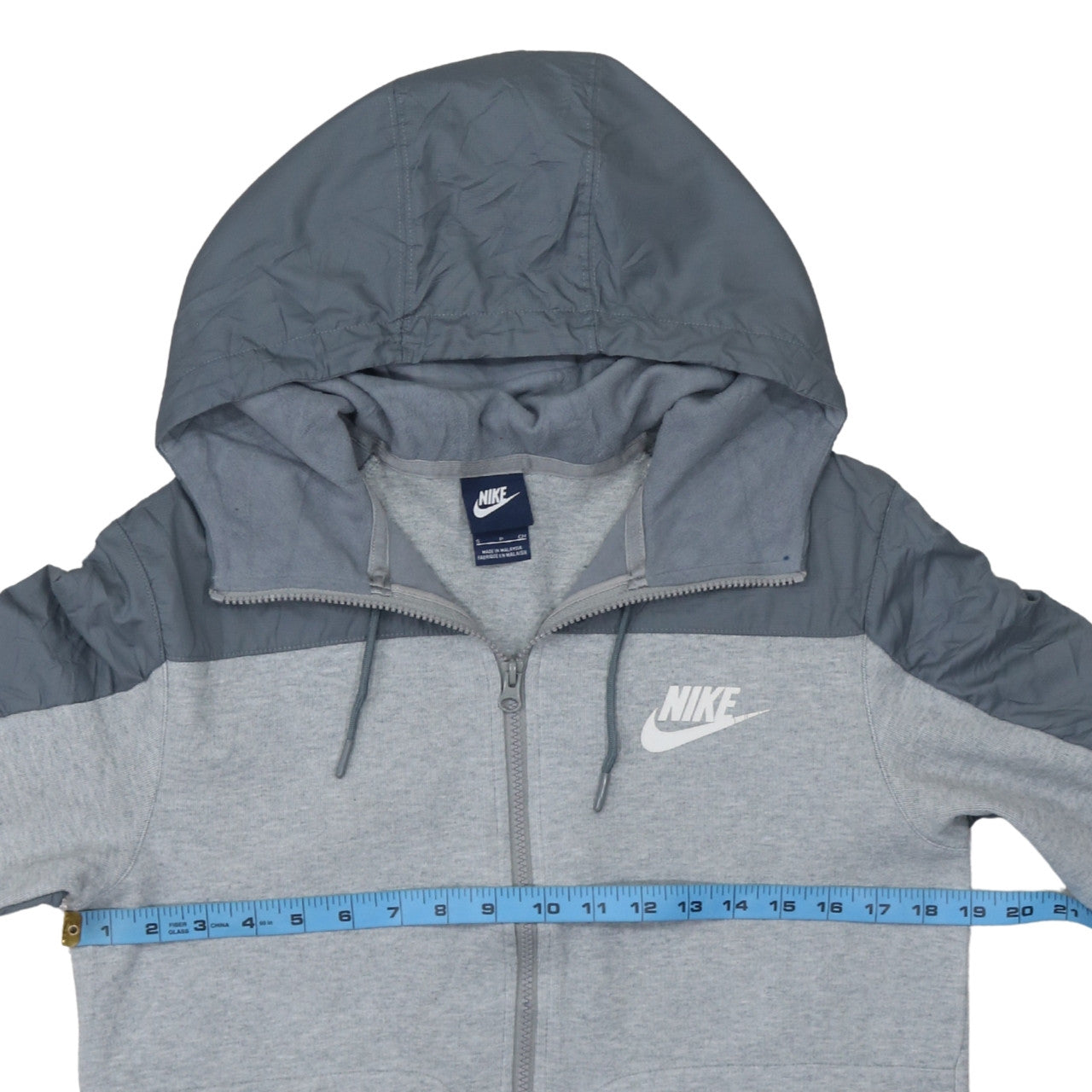 Nike Men's Grey Hooded Full Zip Basic Jacket Size S