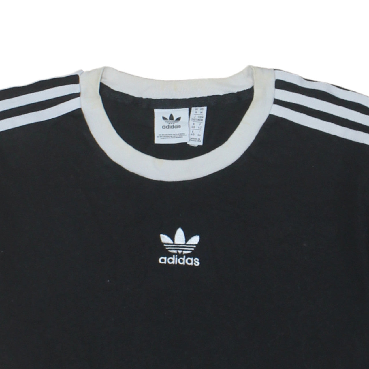 Adidas Women’s Black 3-Stripes Ringer T-Shirt Size 14