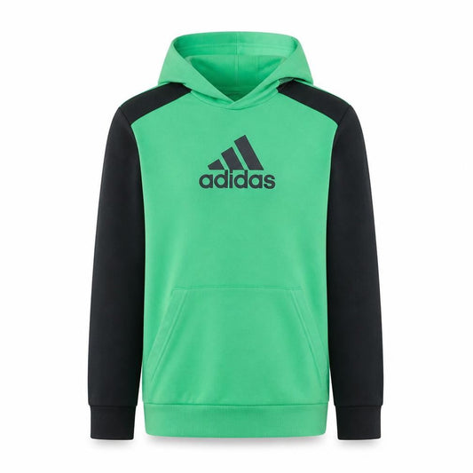 Adidas Boys Green Black Pullover Hoodie 15-16 Years Cotton Blend Sportswear