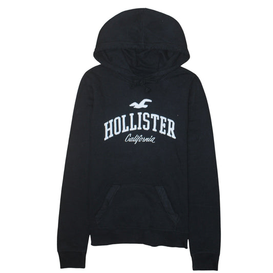 Hollister Men’s Black Pullover Hoodie S Fleece Embroidered Logo