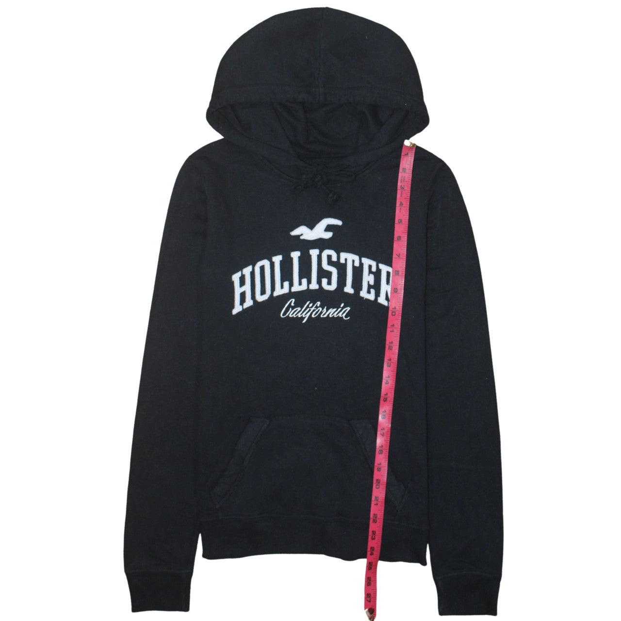 Hollister Men’s Black Pullover Hoodie S Fleece Embroidered Logo