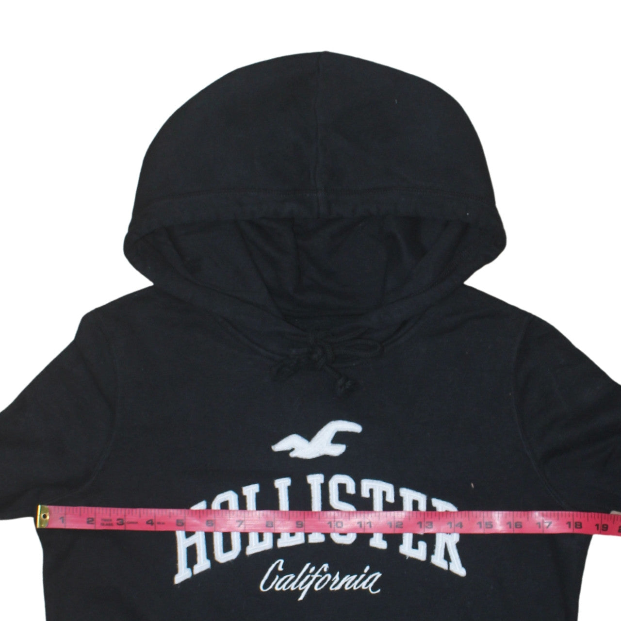 Hollister Men’s Black Pullover Hoodie S Fleece Embroidered Logo