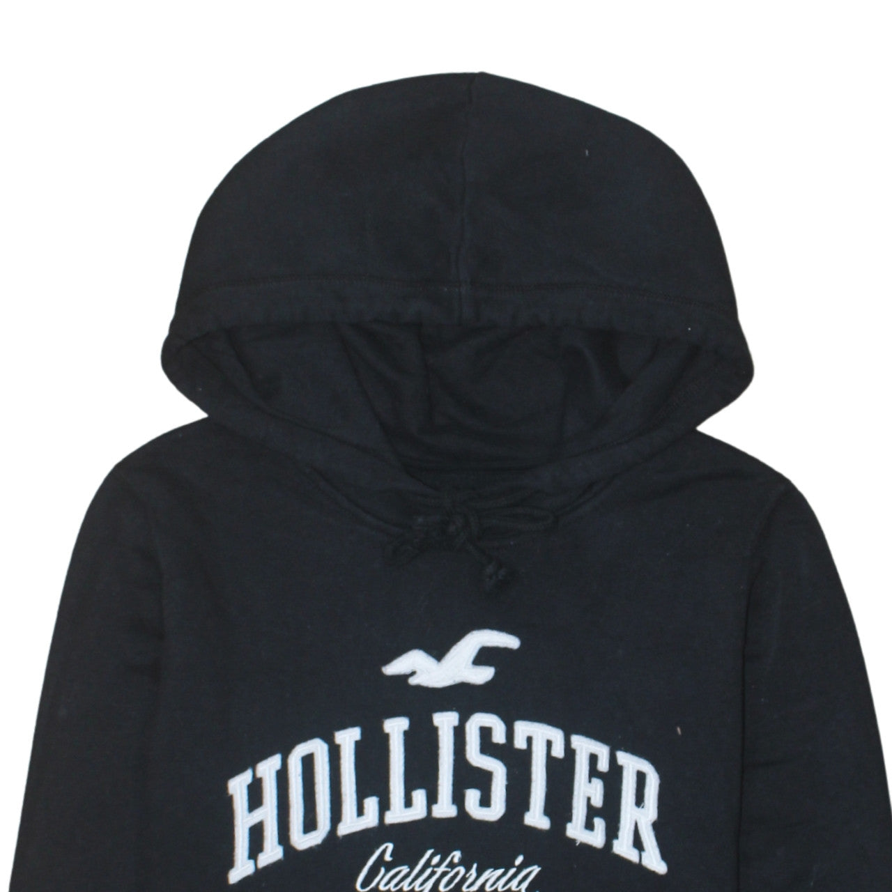 Hollister Men’s Black Pullover Hoodie S Fleece Embroidered Logo
