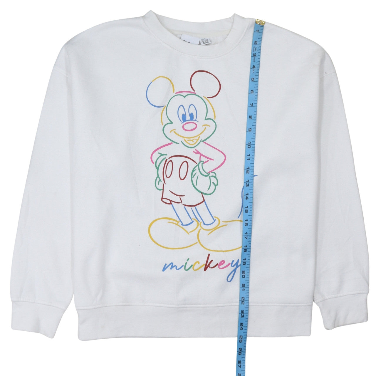 Disney Womens White Mickey Mouse Pullover Sweatshirt Size L 14/16