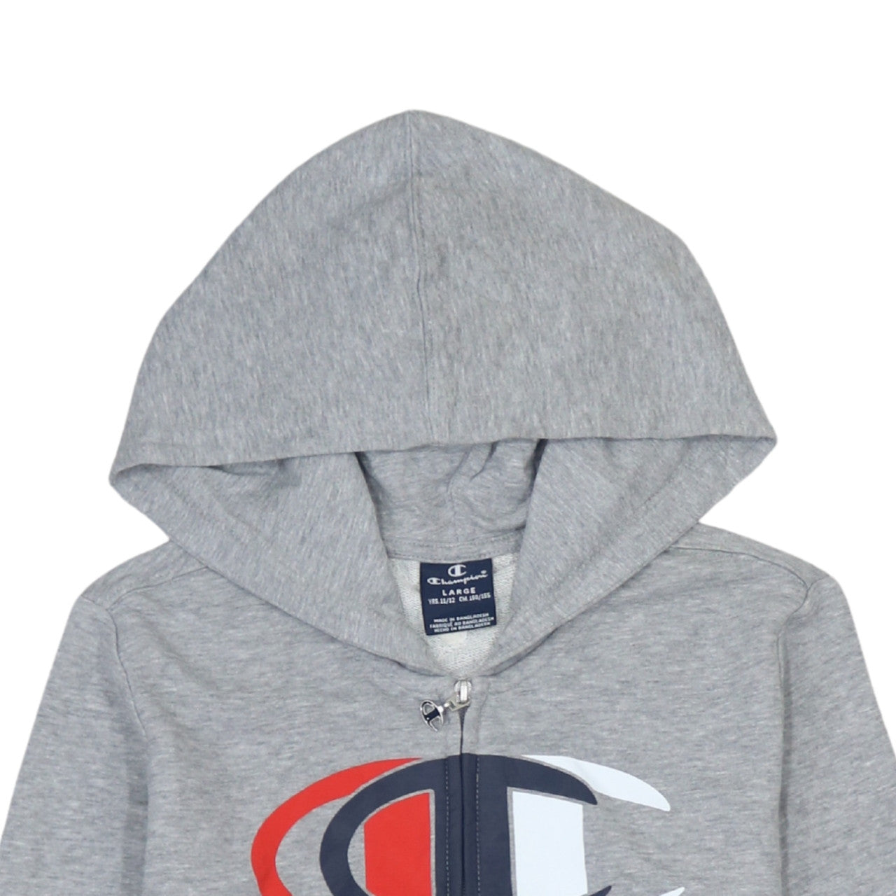 Champion Boys Grey Full Zip Hoodie 11-12 Years Logo Print Cotton Blend