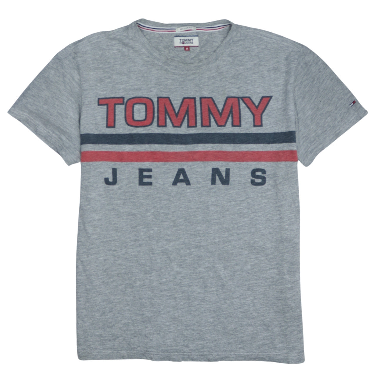Tommy Jeans Men's Grey Regular Fit Graphic Logo T-Shirt Size M