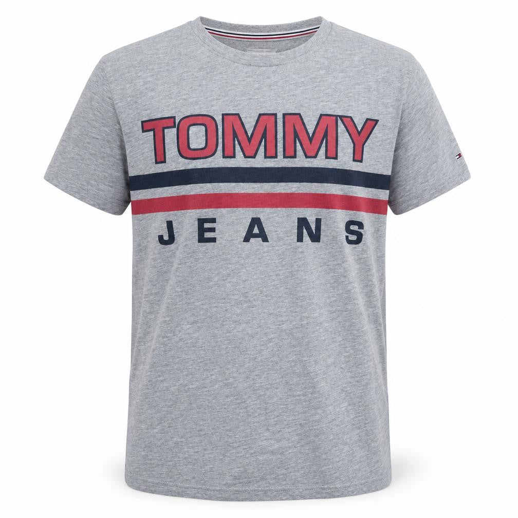 Tommy Jeans Men's Grey Regular Fit Graphic Logo T-Shirt Size M