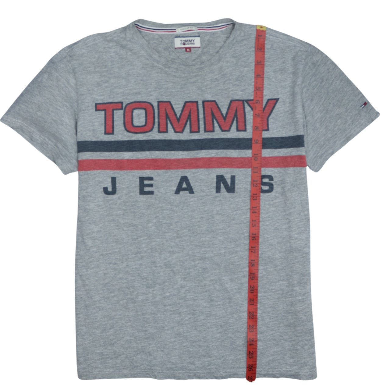 Tommy Jeans Men's Grey Regular Fit Graphic Logo T-Shirt Size M