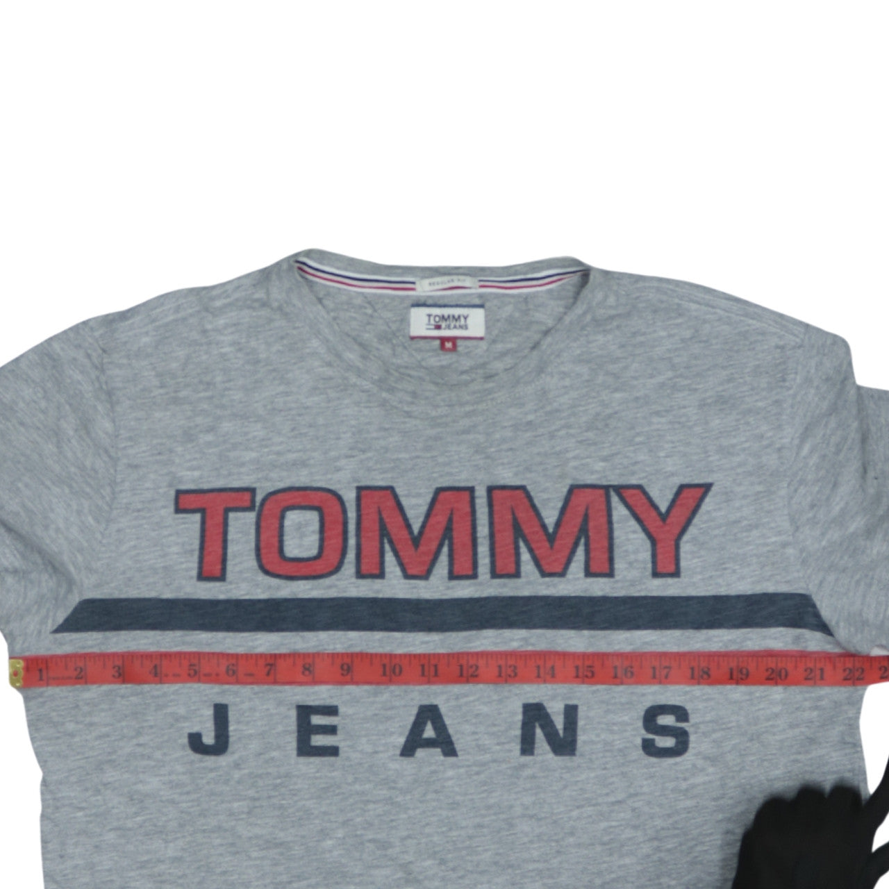 Tommy Jeans Men's Grey Regular Fit Graphic Logo T-Shirt Size M