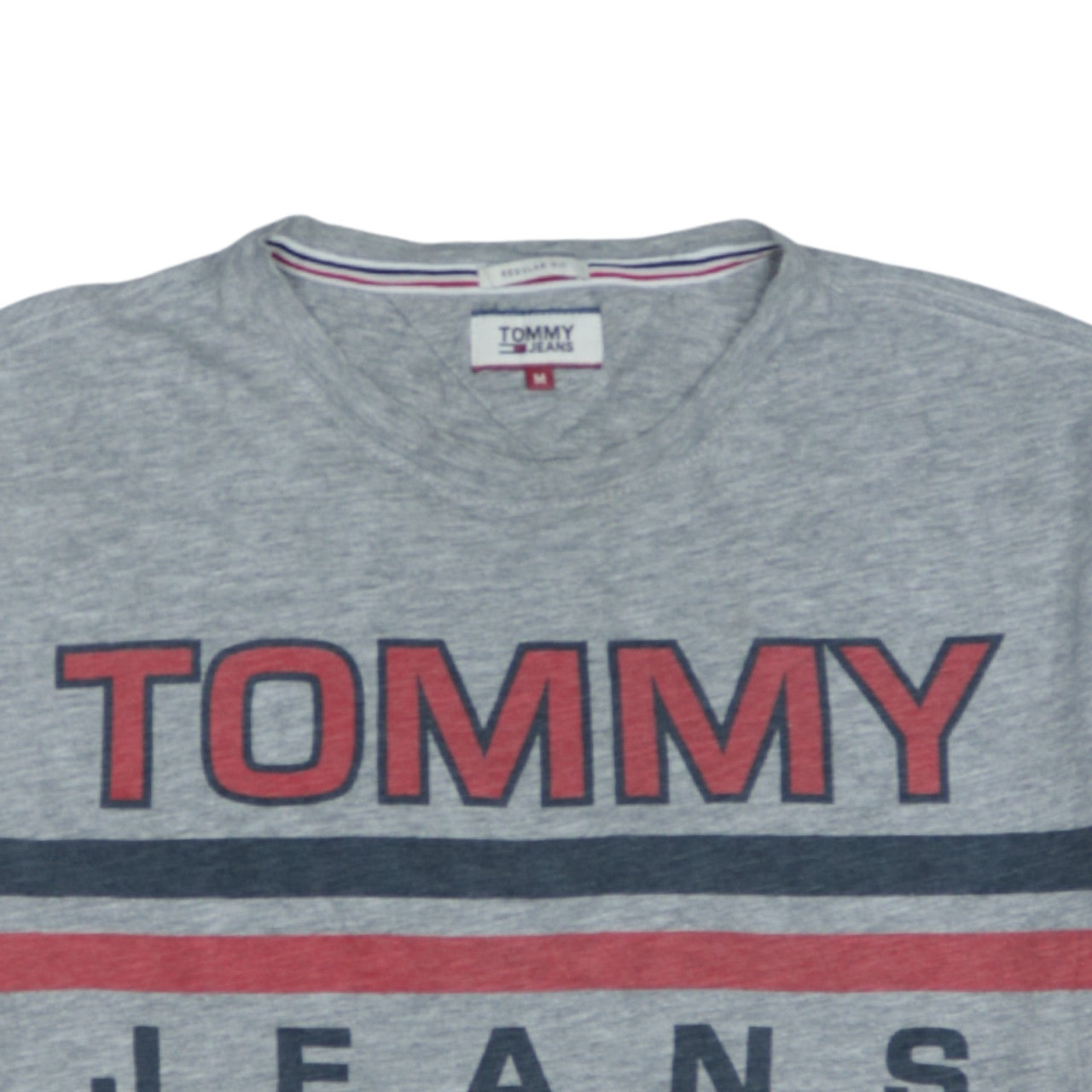 Tommy Jeans Men's Grey Regular Fit Graphic Logo T-Shirt Size M
