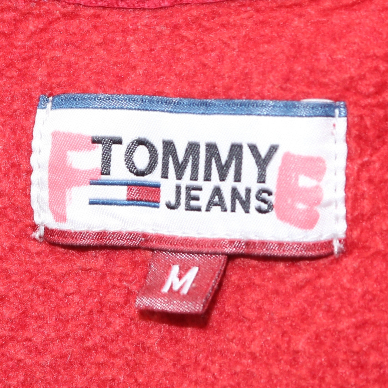 Tommy Jeans Men's Red Pullover Hoodie Size M Classic Logo Cotton Blend