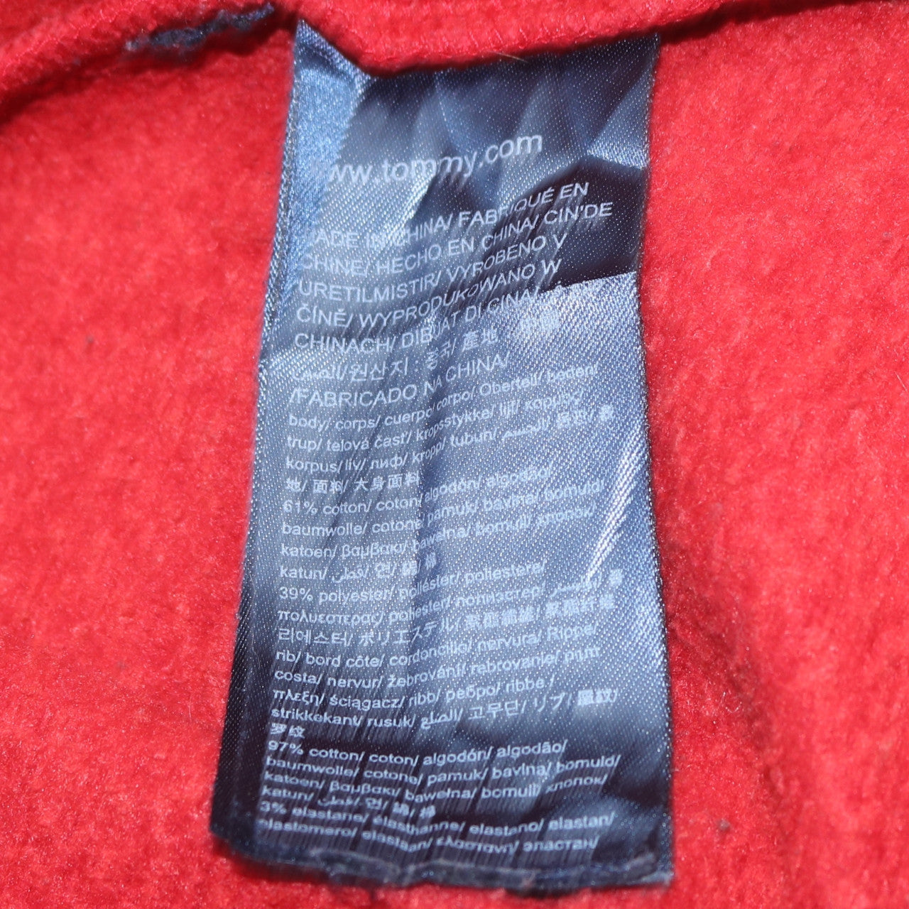 Tommy Jeans Men's Red Pullover Hoodie Size M Classic Logo Cotton Blend