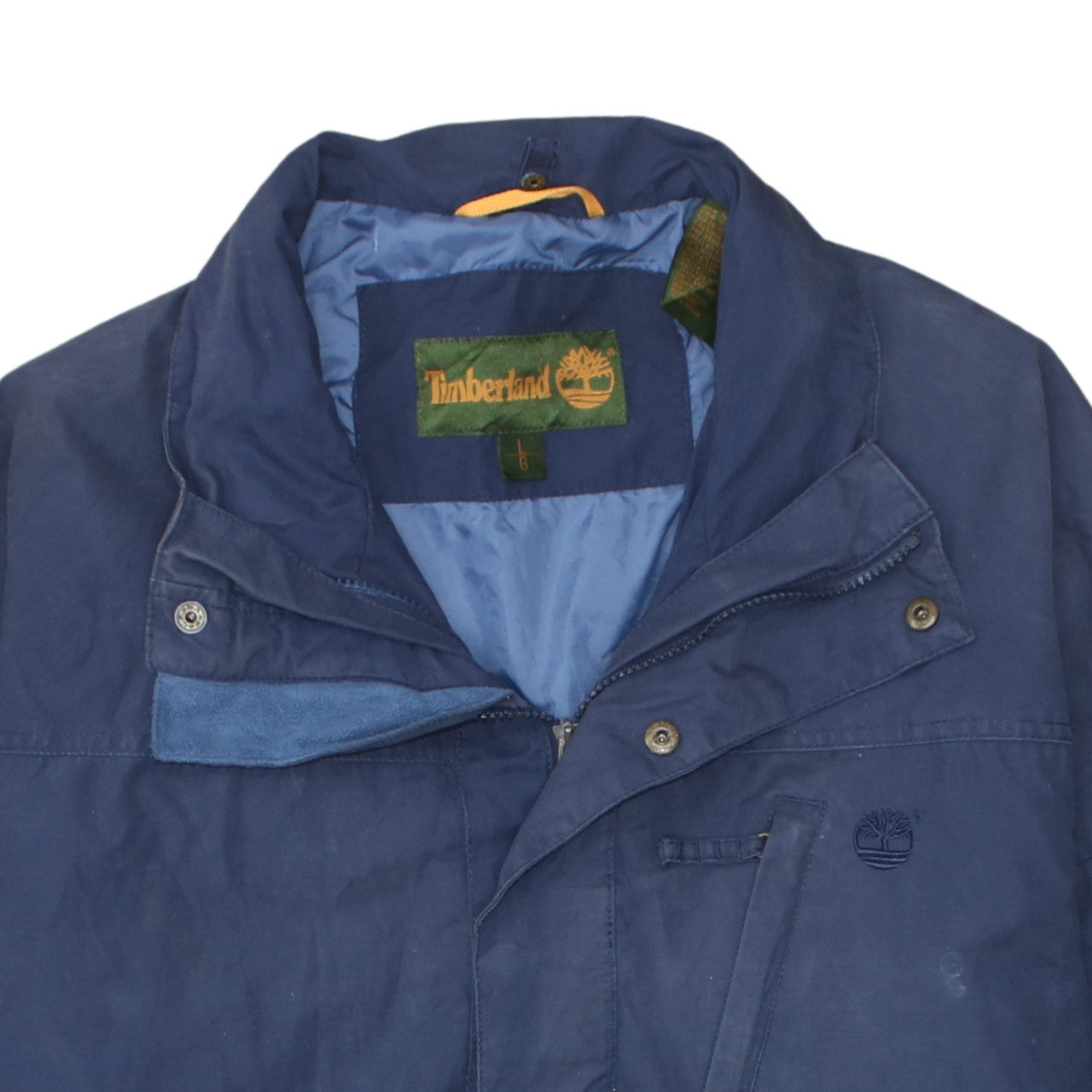 Timberland Men Blue L Parka Jacket Cotton Nylon Blend Outdoor