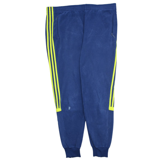 adidas Men Blue Jogger Track Pants L Fleece Tapered Fit Zip Pocket