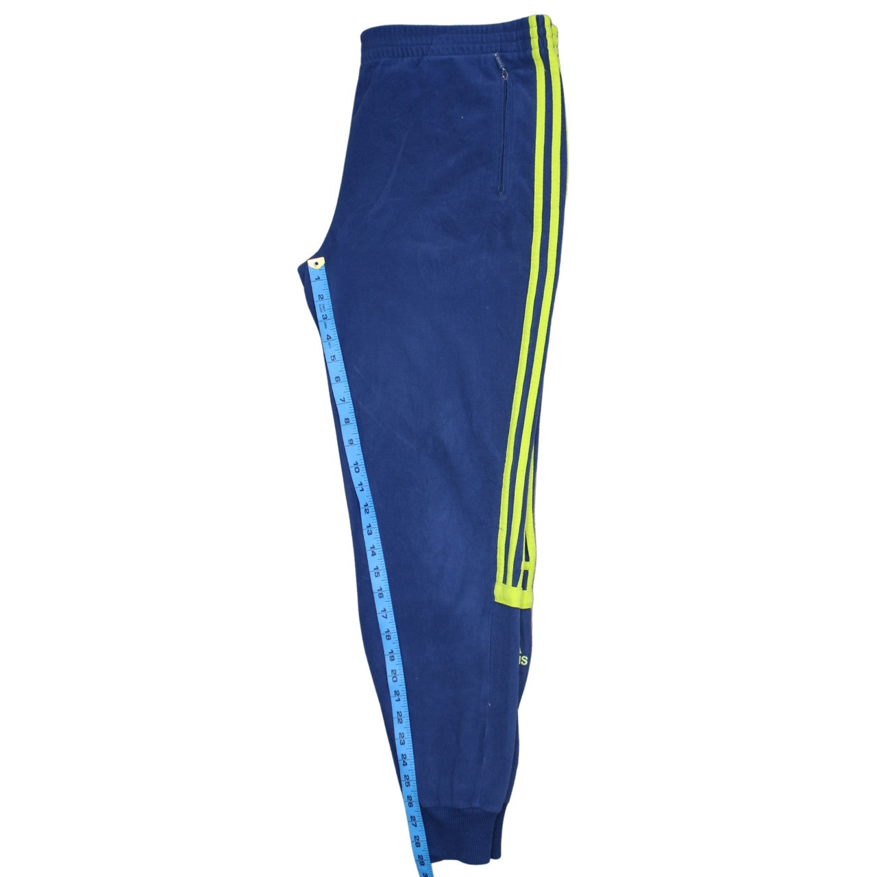 adidas Men Blue Jogger Track Pants L Fleece Tapered Fit Zip Pocket