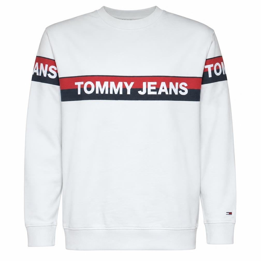Tommy Jeans Men's White Logo Crew Neck Sweatshirt Size L