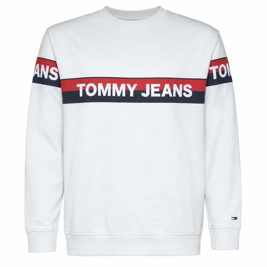 Tommy Jeans Men's White Logo Crew Neck Sweatshirt Size L