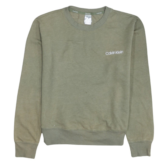 Calvin Klein Men's Green Logo Crew Neck Sweatshirt Size M