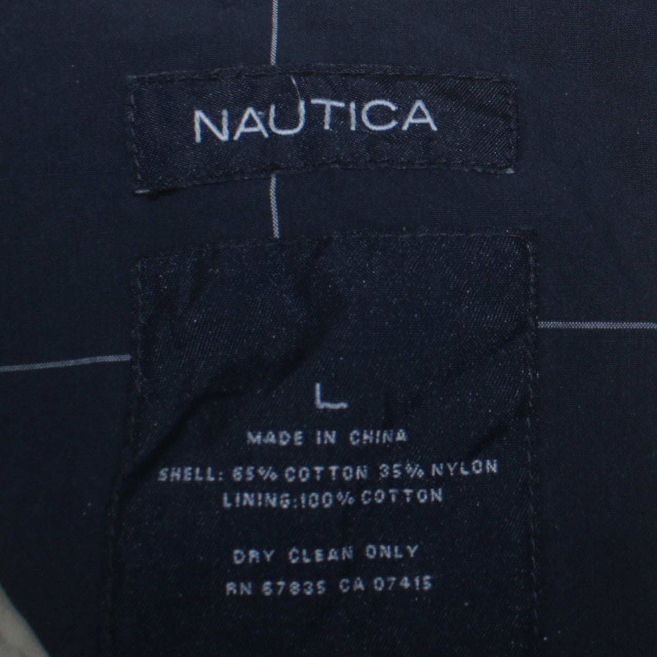 Nautica Men's Beige Cotton Nylon Full Zip Casual Jacket L
