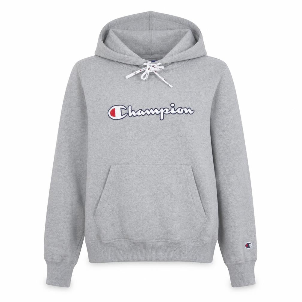 Champion Women Grey Small Pullover Hoodie 100% Cotton Logo Front