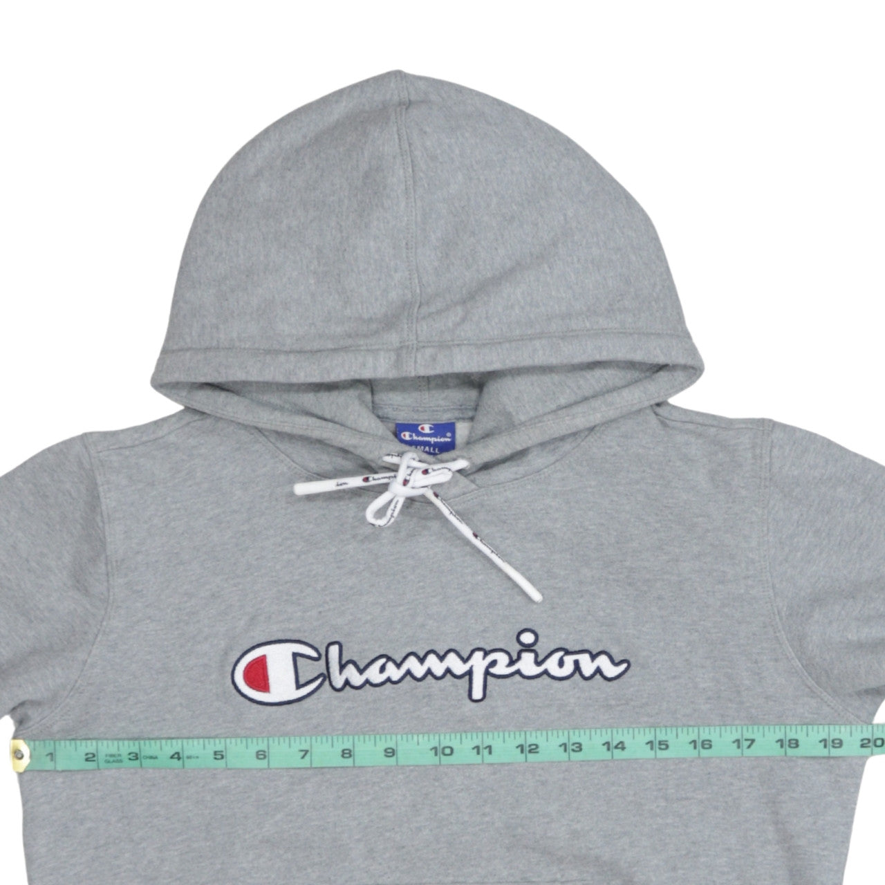 Champion Women Grey Small Pullover Hoodie 100% Cotton Logo Front