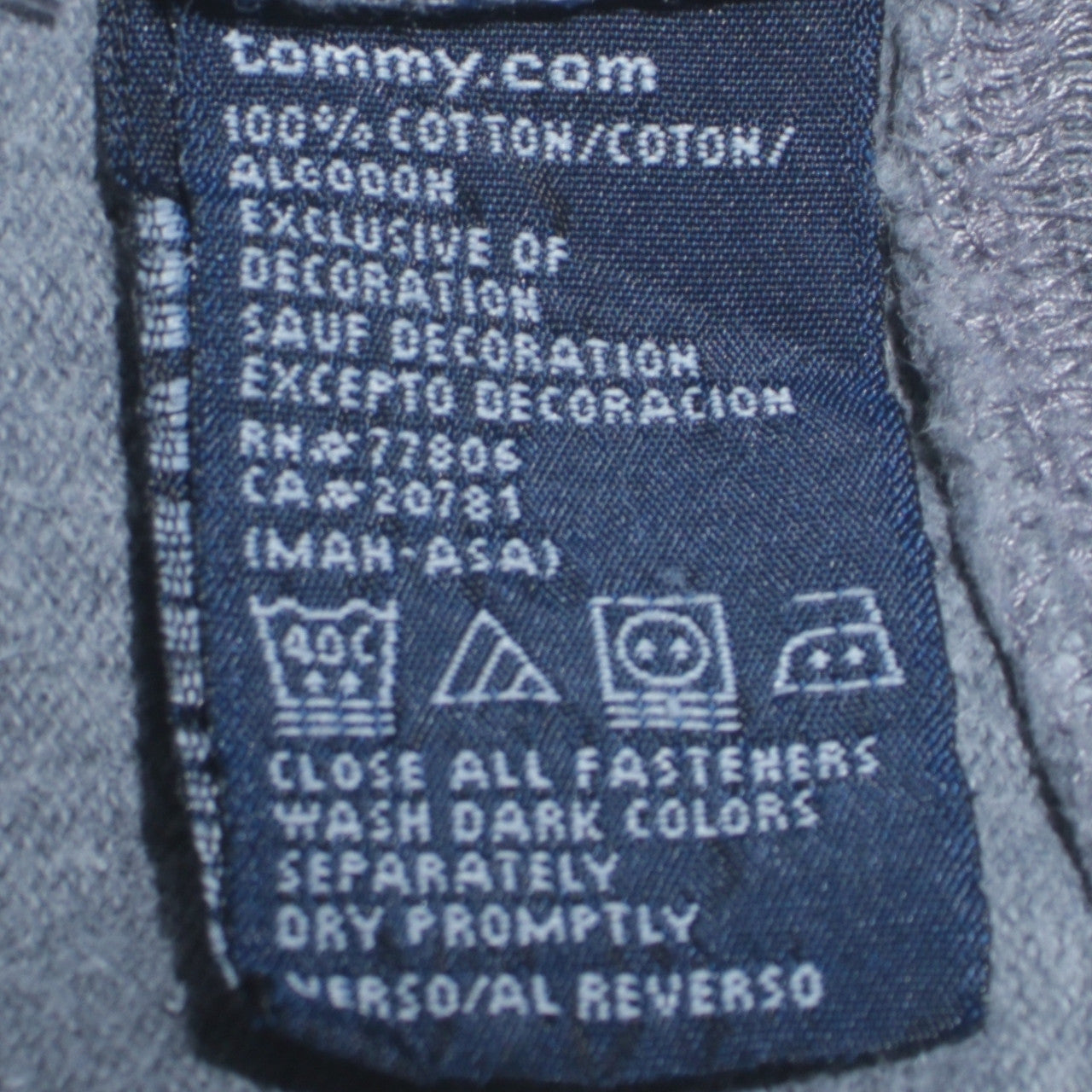 Tommy Hilfiger Men's Grey Full Zip Sweatshirt L Logo Striped Cotton