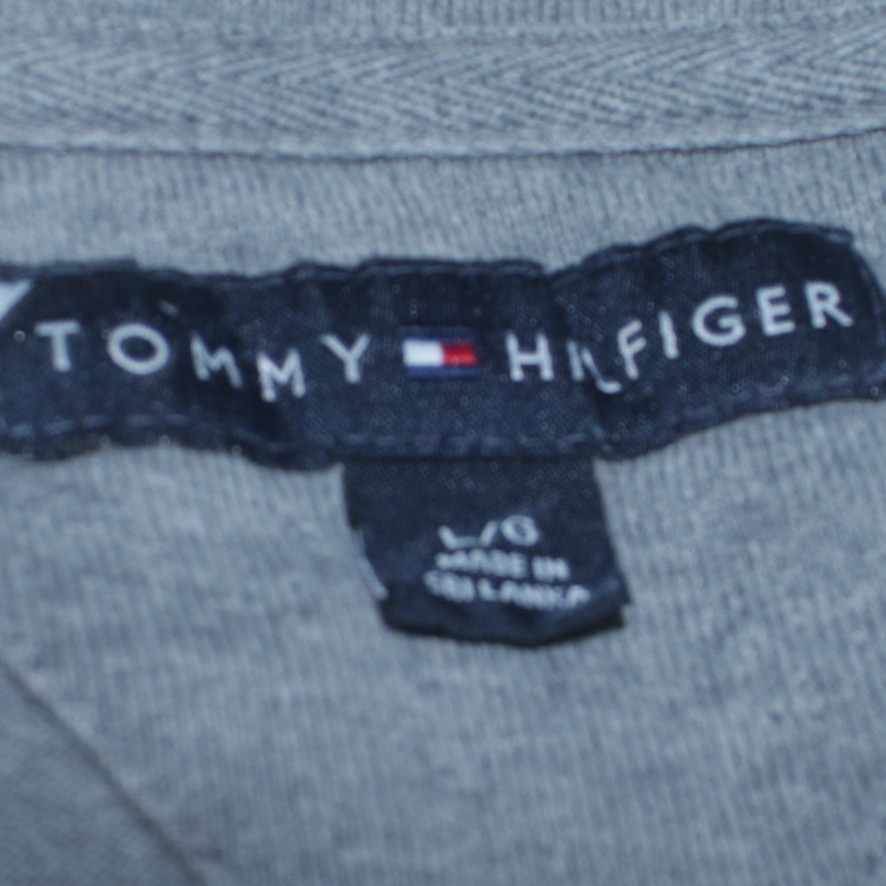Tommy Hilfiger Men's Grey Full Zip Sweatshirt L Logo Striped Cotton