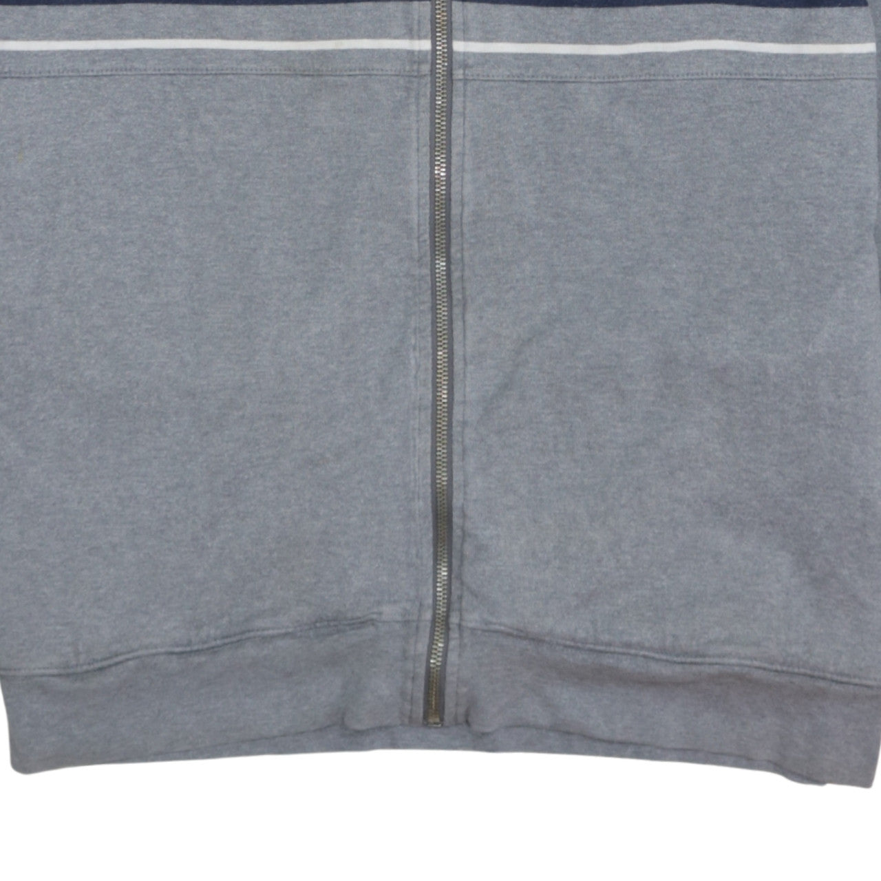 Tommy Hilfiger Men's Grey Full Zip Sweatshirt L Logo Striped Cotton