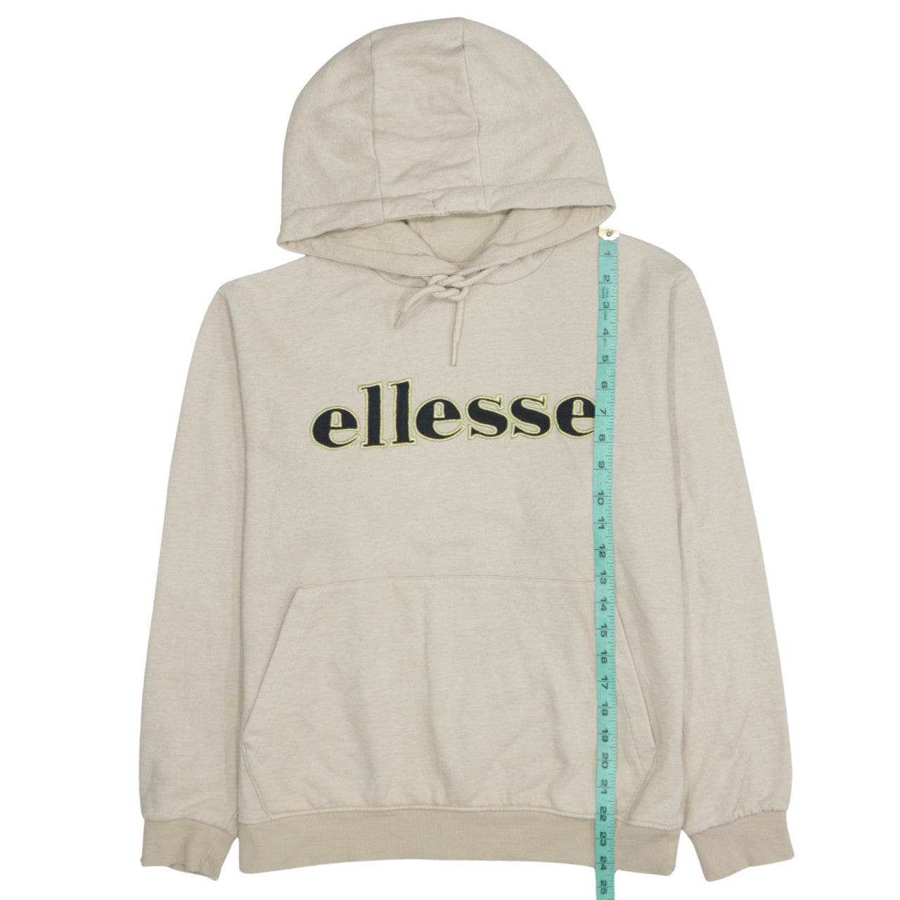 Ellesse Men's Beige Pullover Hoodie S Fleece Embroidered Logo