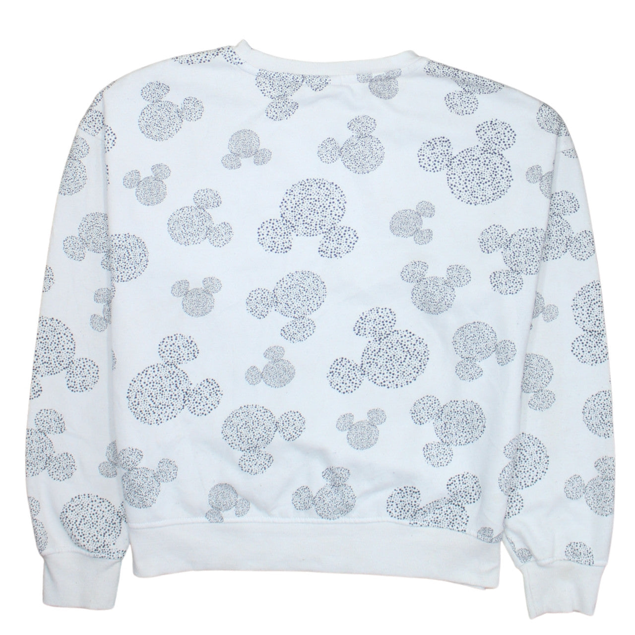 Disney Women White Mickey Pattern Pullover Sweatshirt XS