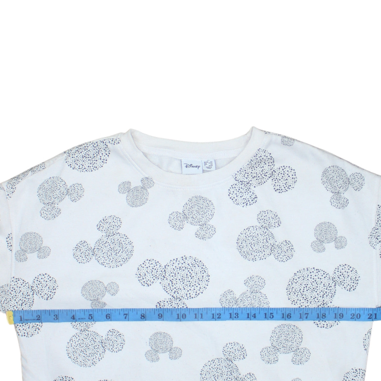 Disney Women White Mickey Pattern Pullover Sweatshirt XS