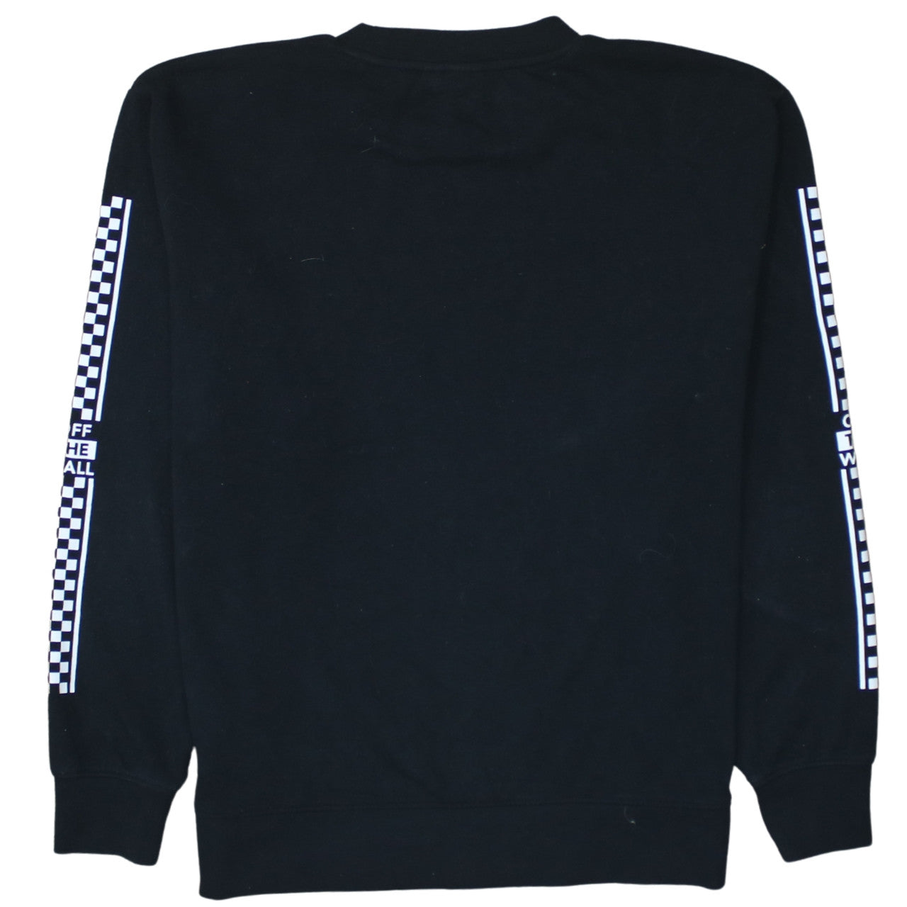 Vans Womens Black Medium Pullover Sweatshirt Check Logo Crew Neck