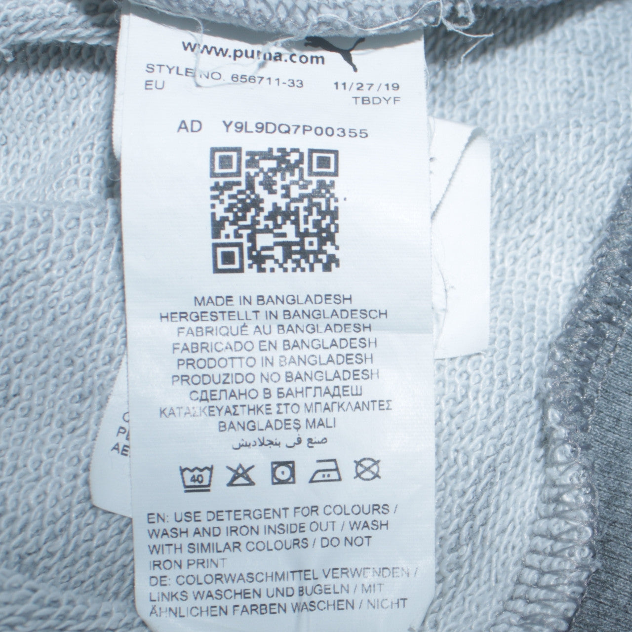 Puma Boys Grey Pullover Hoodie 13-14 Years Regular Fit Logo Design