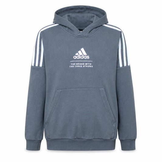 Adidas Boys Grey Pullover Hoodie 14 Years Logo Hooded Sweatshirt