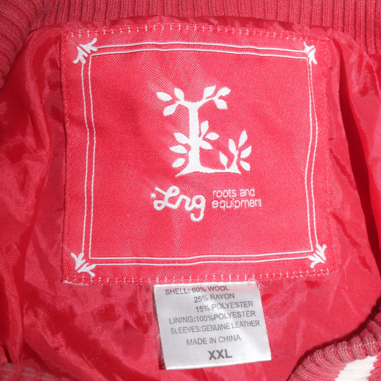 LRG Men's Red Varsity Jacket 2XL Wool Leather Team Captain
