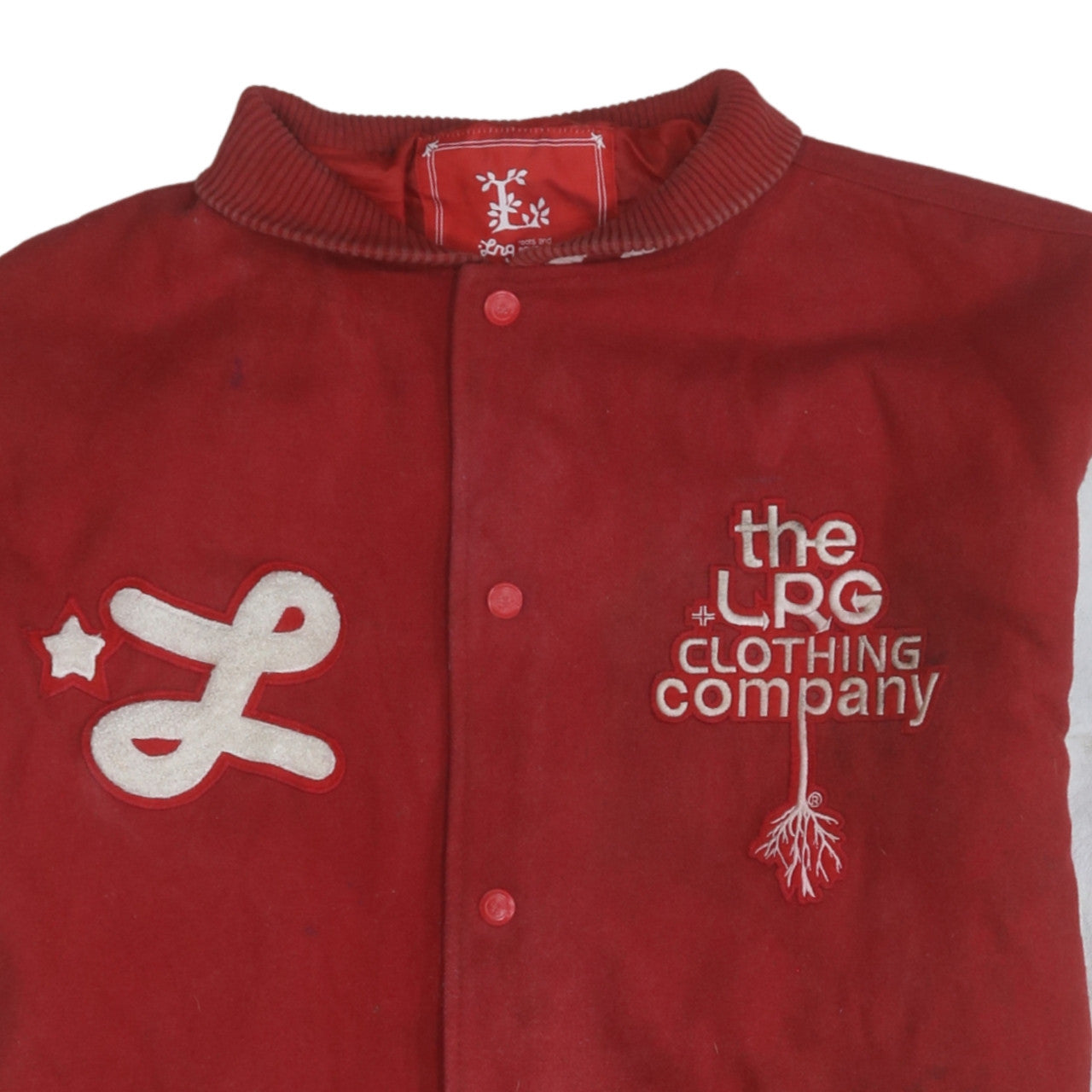 LRG Men's Red Varsity Jacket 2XL Wool Leather Team Captain