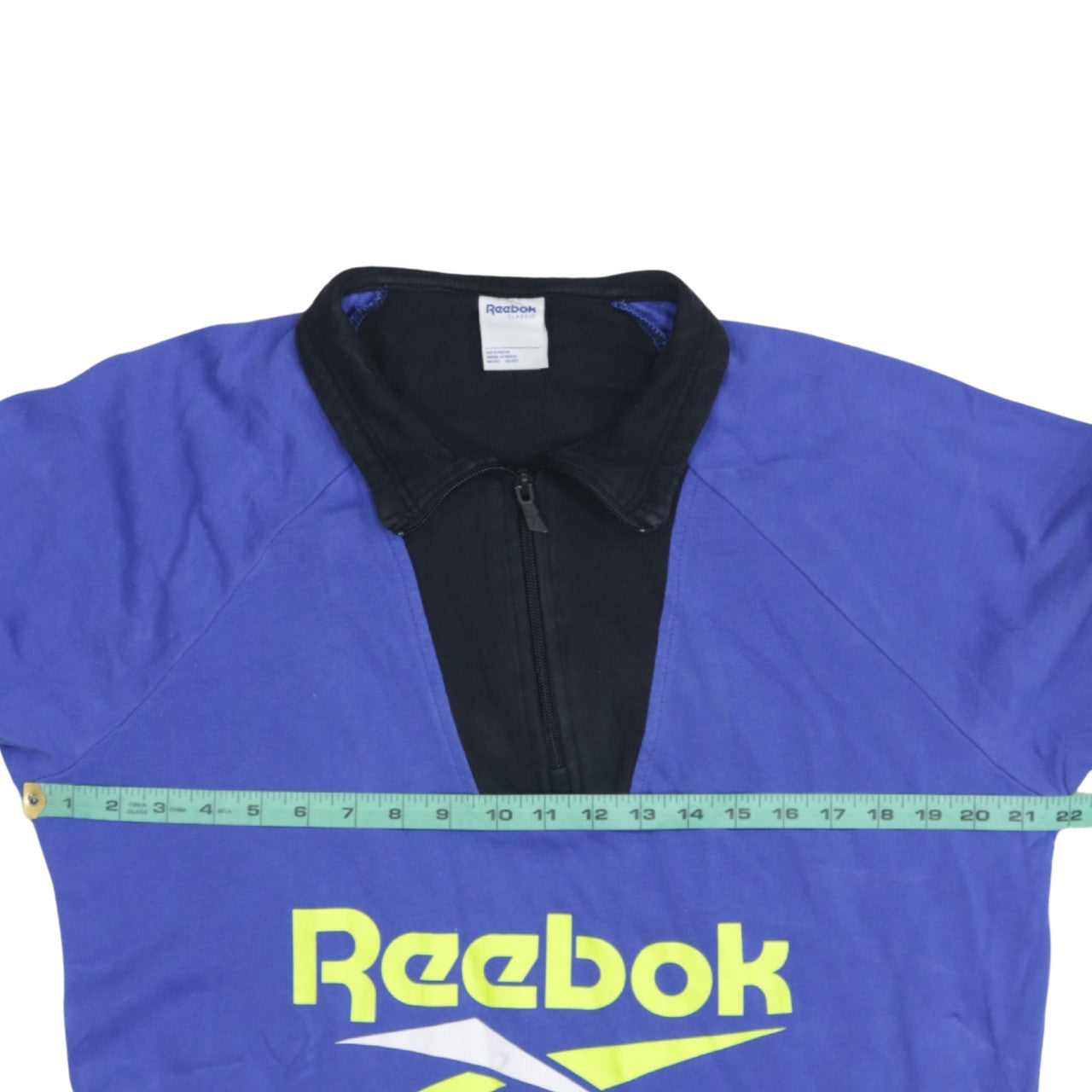 Reebok Mens Blue 1/2 Zip Collared Logo Sweatshirt L Retro Sportswear