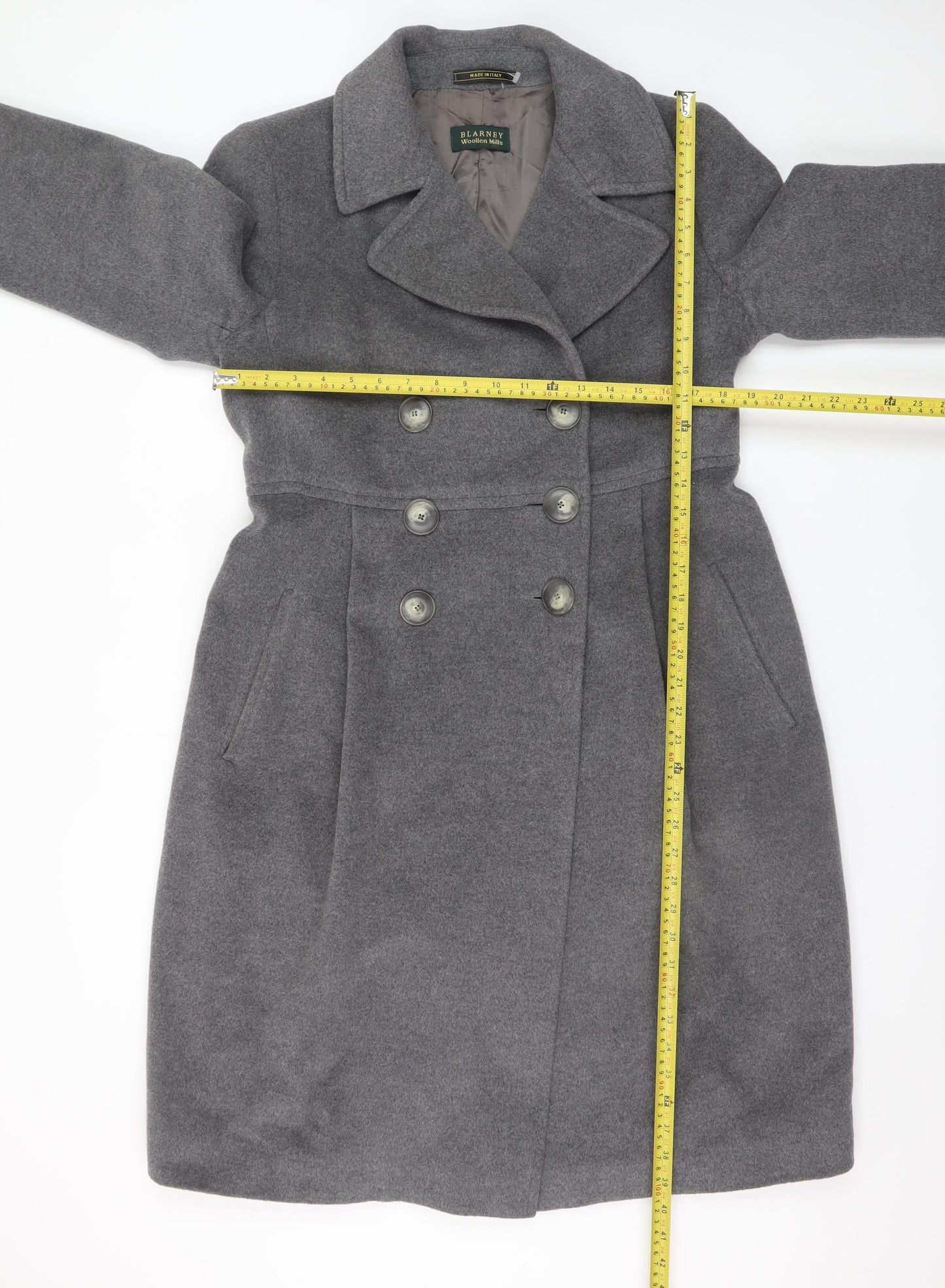 Blarney Woollen Mills Women's Grey Wool Blend Pea Coat Size 16