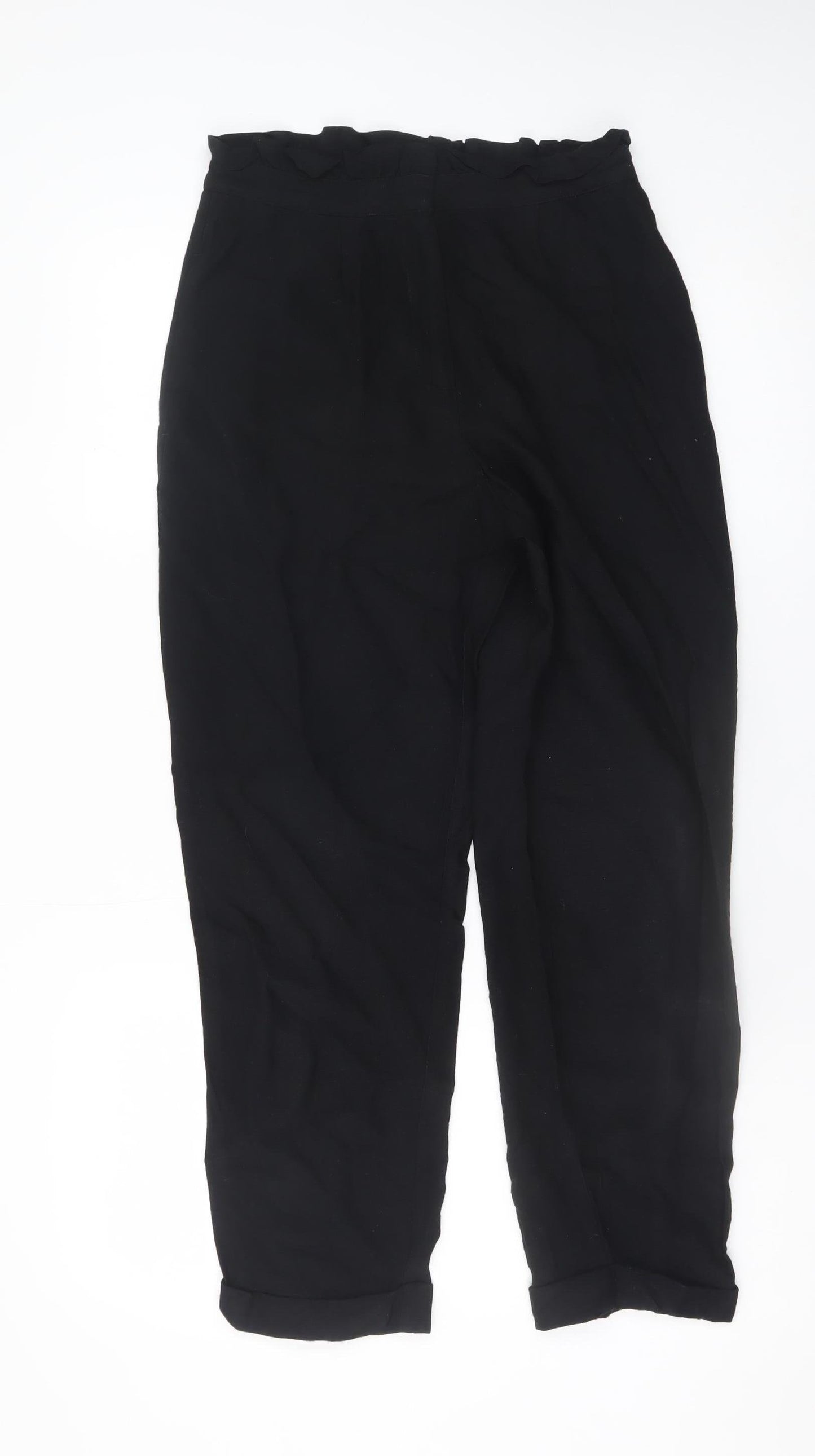 Topshop Women’s Black Paperbag High Waist Tapered Trousers Size 8