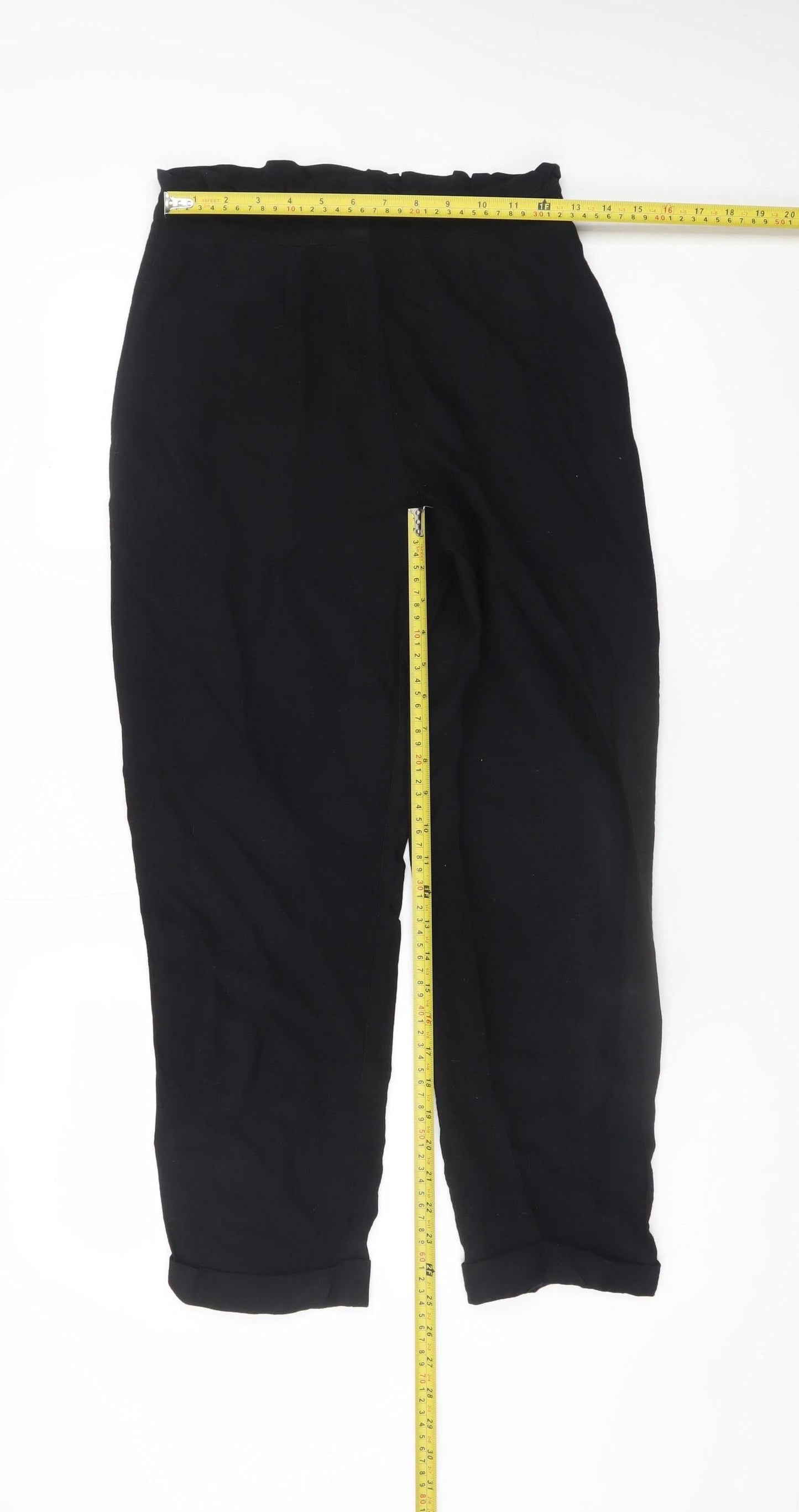 Topshop Women’s Black Paperbag High Waist Tapered Trousers Size 8