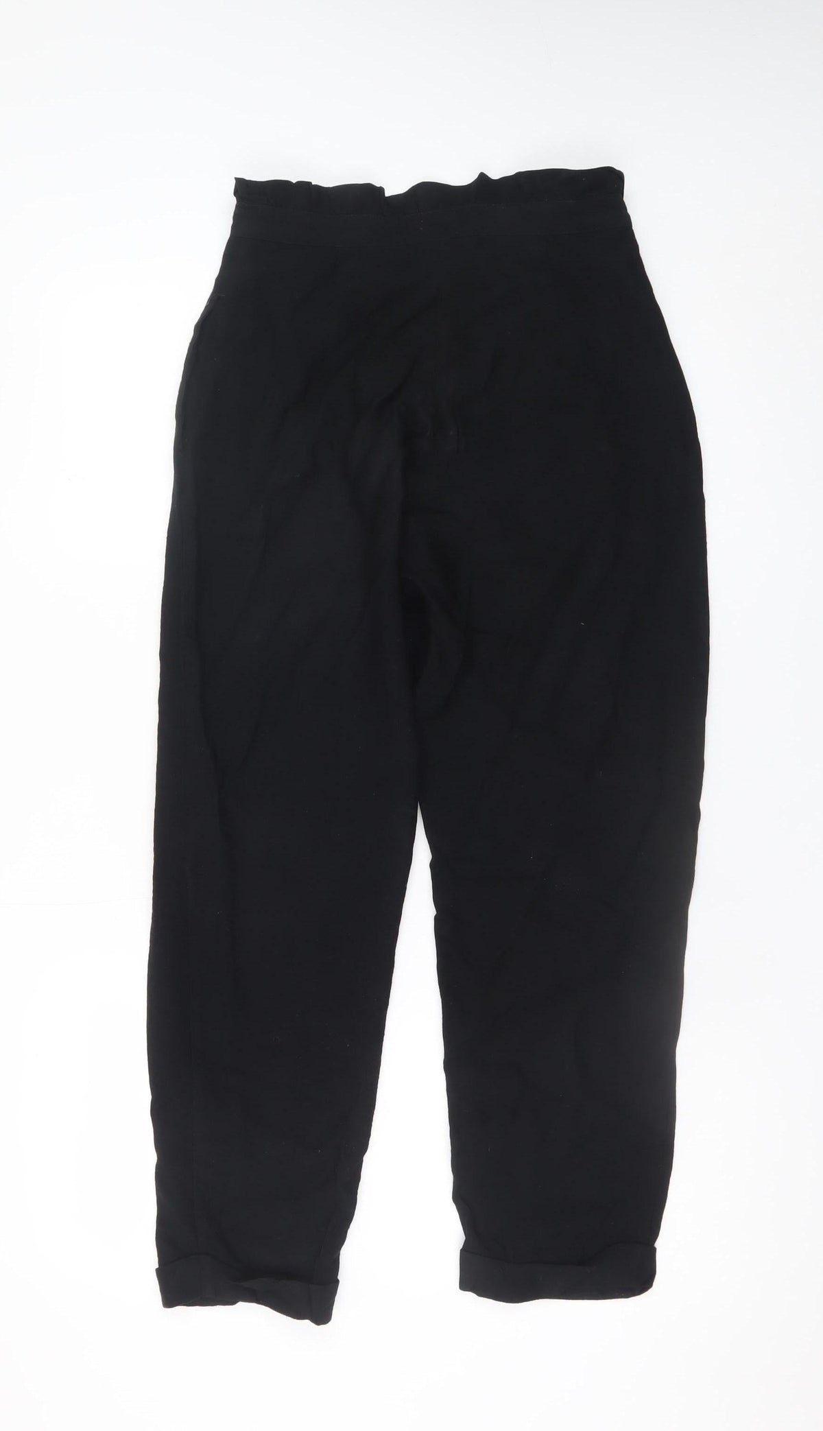 Topshop Women’s Black Paperbag High Waist Tapered Trousers Size 8