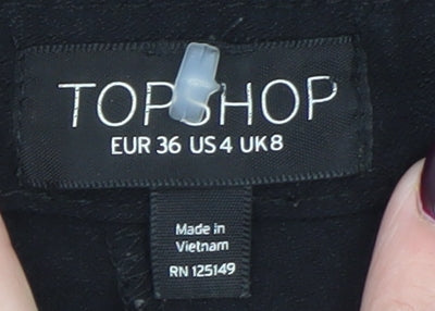 Topshop Women’s Black Paperbag High Waist Tapered Trousers Size 8
