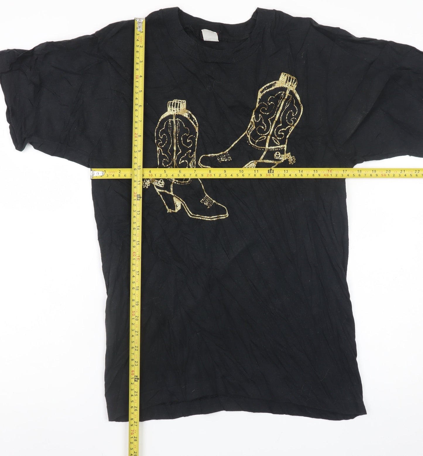 Diamond Dust Womens Black Embroidered Western T-Shirt Size M