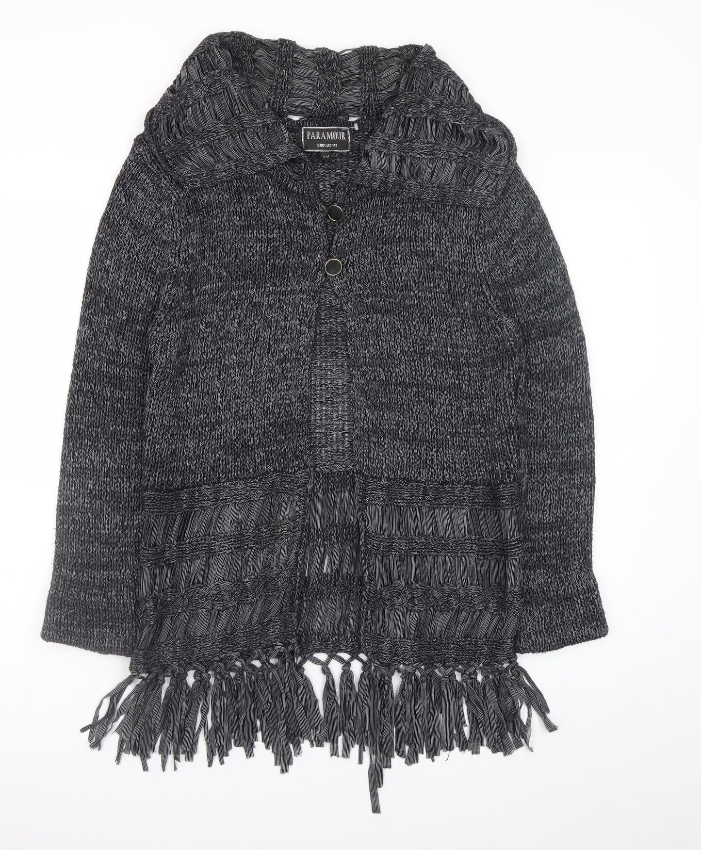 Paramour Women’s Grey Chunky Knit Fringe Cardigan M