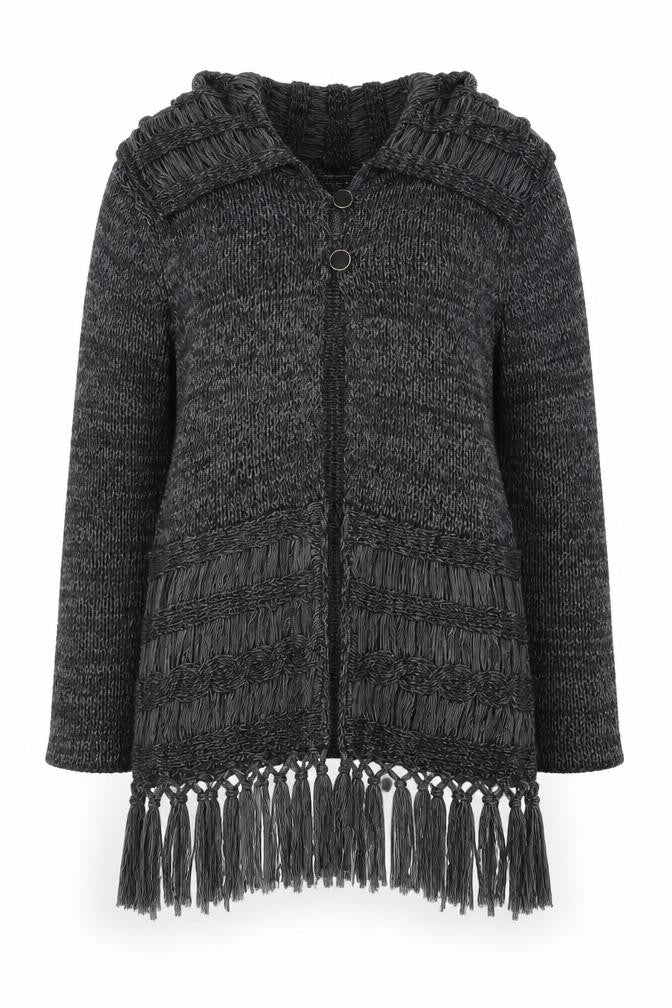 Paramour Women’s Grey Chunky Knit Fringe Cardigan M