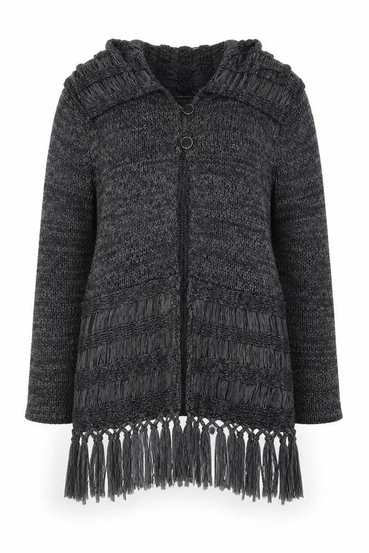 Paramour Women’s Grey Chunky Knit Fringe Cardigan M